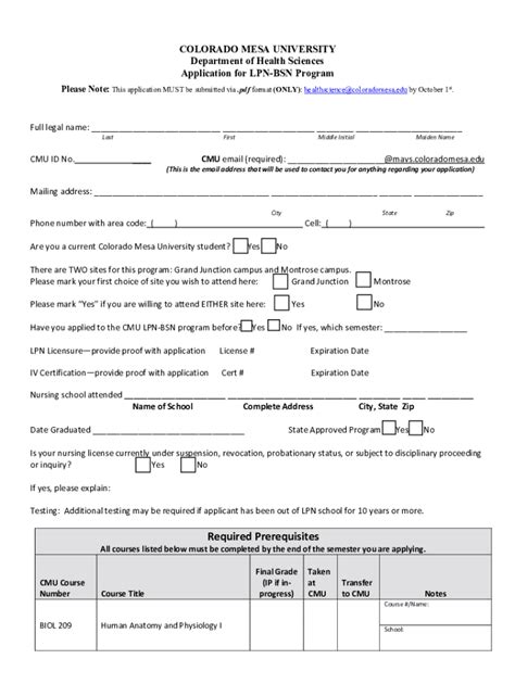 Fillable Online LPN BSN APPLICATION Check Off Form Pdf Fax Email Print