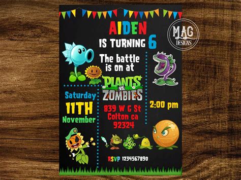 Plants Vs Zombies Invitation Plants Vs Zombies Birthday Party