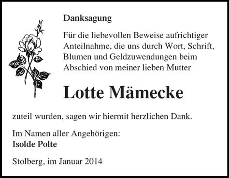 Traueranzeigen Von Lotte M Mecke Abschied Nehmen De