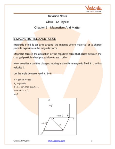 Magnetism and Matter Class 12 Notes CBSE Physics Chapter 5 [PDF]