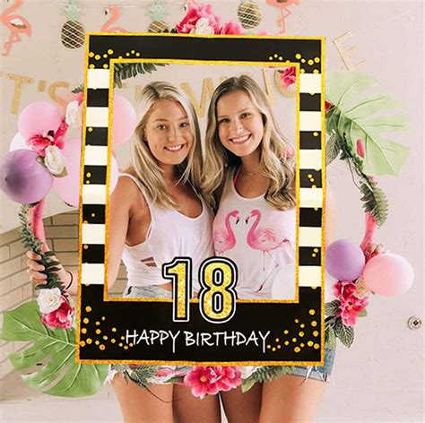 Buy LaVenty Black Gold 18th Birthday Party Photo Booth Props 18th