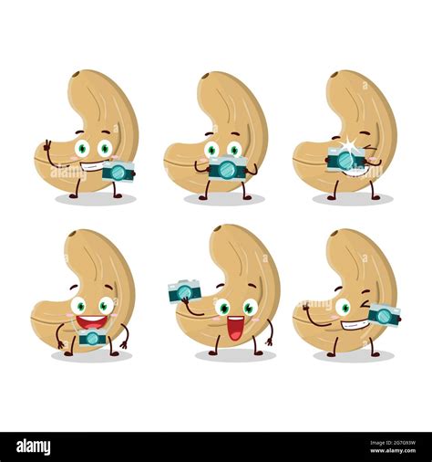 Photographer Profession Emoticon With Cashew Nuts Cartoon Character