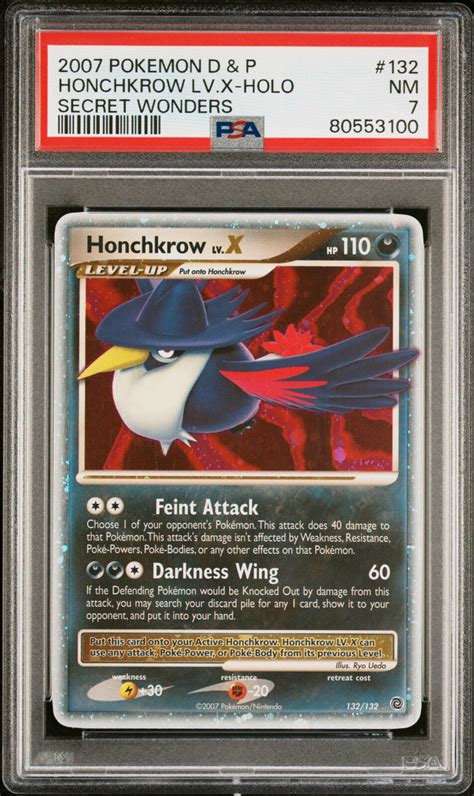 2007 POKEMON SECRET WONDERS HONCHKROW LV X 132 ULTRA RARE PSA 7 NM