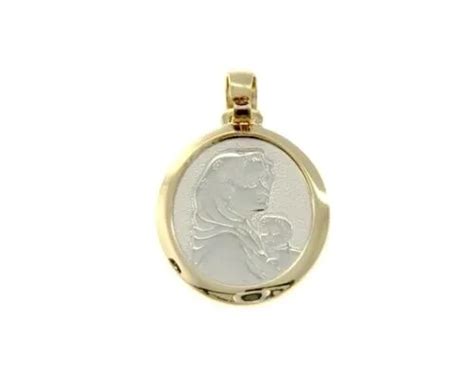 Pendentif M Daille Or Jaune Et Blanc K Vierge Marie Et J Sus