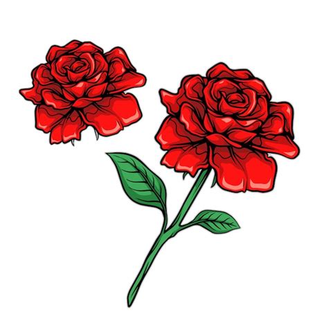 빨간 장미의 그림입니다. 장미 아이콘입니다. 장미 상징 | 프리미엄 벡터