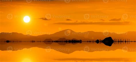 Silhouette of a mountain at the lake 35587138 Stock Photo at Vecteezy