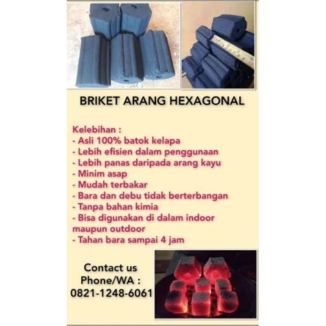 Jual Arang Briket Hexagonal Batok Kelapa BBQ Barbeque Kemasan 20 Kg