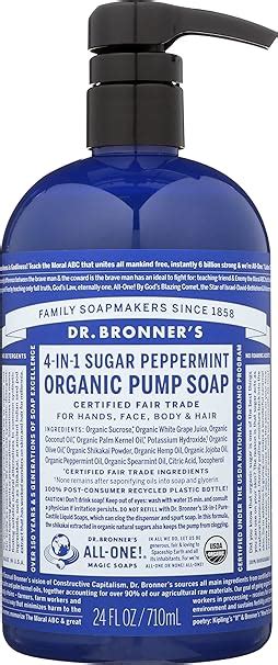 Amazon Dr Bronner S Organic 4 In 1 Sugar Peppermint Pump Liquid