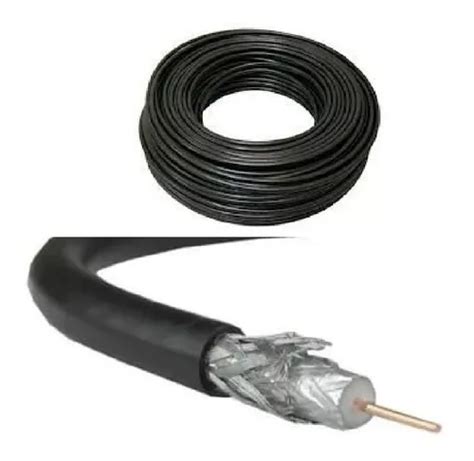 Cabo Coaxial Rg59 75ohm 95 Malha Preto Antena tv Rl 50mts Frete grátis