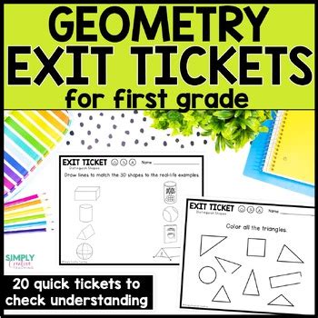 First Grade Math Exit Slips Geometry By Simply Creative Teaching