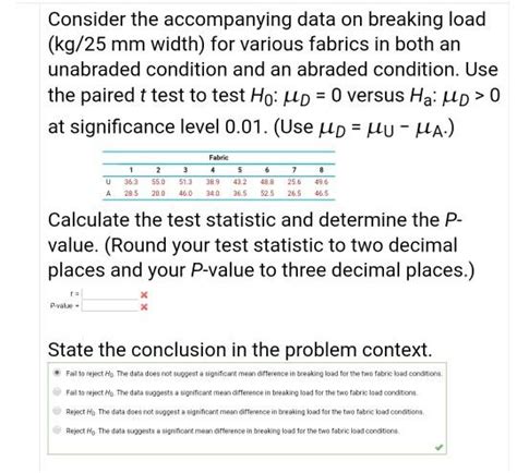 Solved Consider The Accompanying Data On Breaking Load Chegg