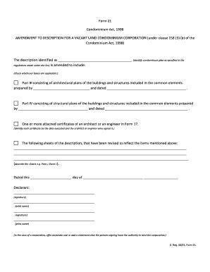 Fillable Online Form Condominium Act Amendment To Description