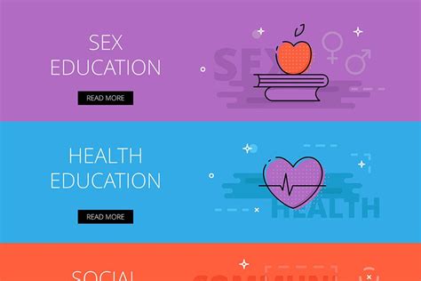 Sex Education Banner Set Pre Designed Illustrator Graphics ~ Creative Market