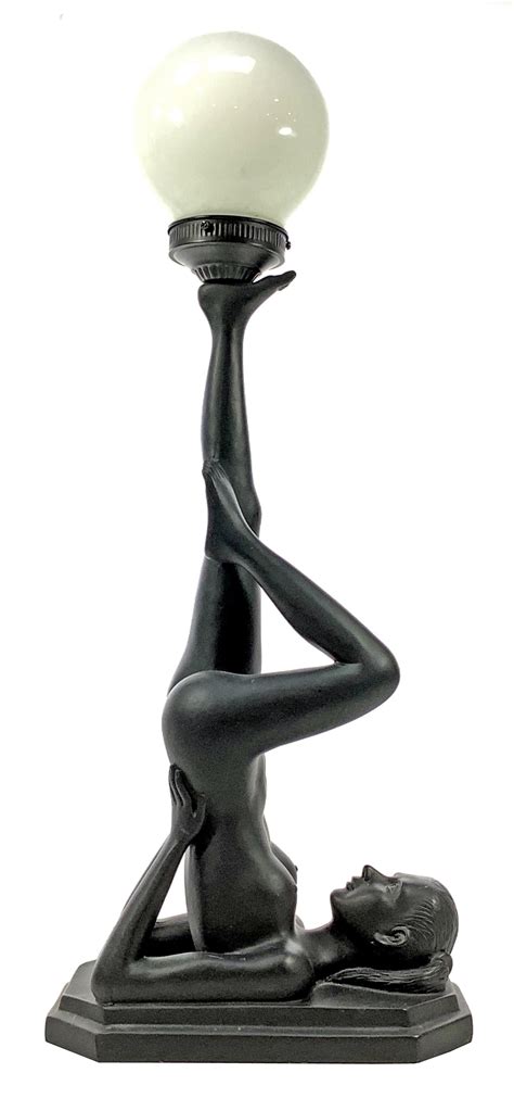 Lot Art Deco Style Nude Metal Female Table Lamp