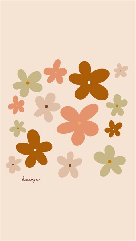 Boho retro flowers hand-drawn phone wallpaper | Flower background ...