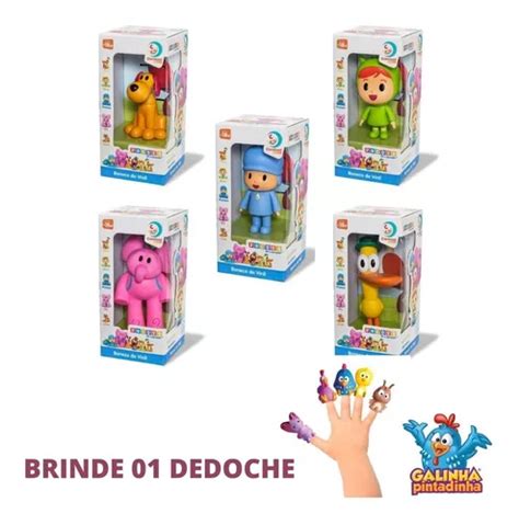 Kit 5 Bonecos Pocoyo Nina Pato Loula E Elly Brinde Frete grátis