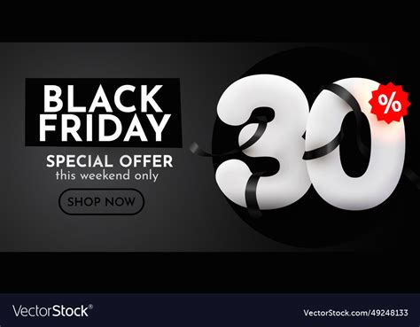 30 Percent Off Black Friday Sale Composition Vector Image