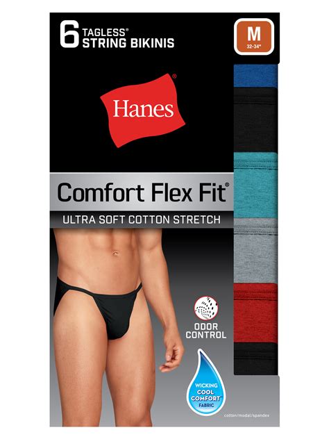 Hanes Mens Comfort Flex Fit Ultra Soft Cotton Stretch String Bikinis