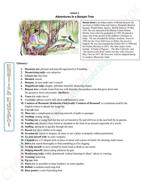 SOLUTION Kerala Sslc English Part I Unit 1 Glimpses Of Green Chapter 1