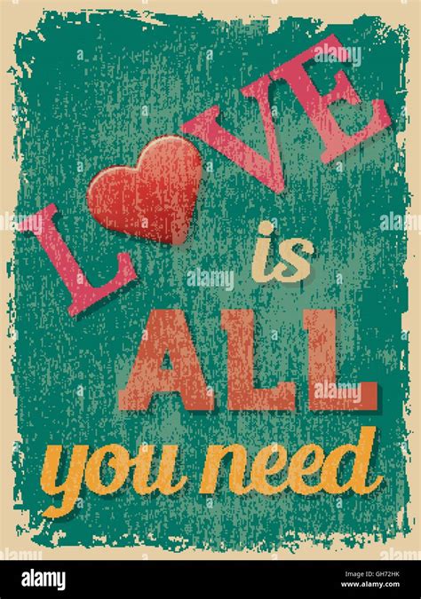 Valentine S Day Poster Retro Vintage Design Love Is All You Need