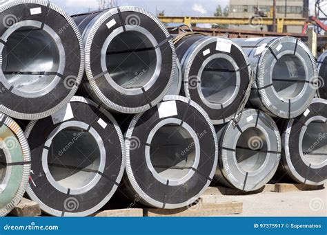 Rolls Of Cold Rolled Galvanized Steel With Polymer Coating Stock Image