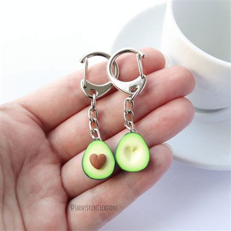 Avocado Friendship Keychain Heart Set Of Two Asymmetric Bff Best