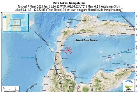 BMKG Gempa Dangkal Bermagnitudo 4 6 Guncang Di Parigi Moutong Sulteng