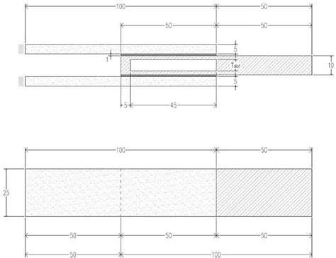 Double Lap Joint Geometry Section And Plan View Measures In Mm