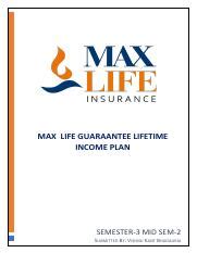 SEM 3 Mid Term 2 Retirement Planning Pdf MAX LIFE GUARAANTEE LIFETIME