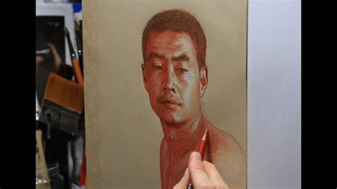 Time Lapse Sanguine Drawing Drawing The Portrait In Red And White Chalk Youtube