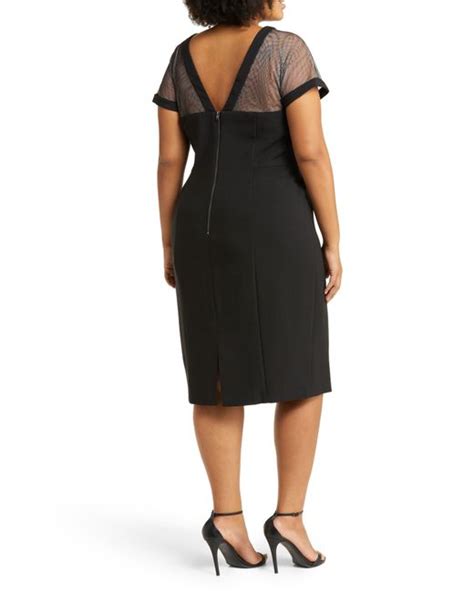 Maggy London Illusion Yoke Crepe Cocktail Dress In Black Lyst