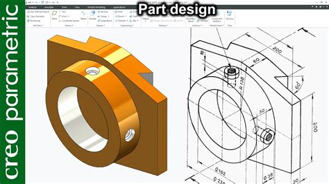 Creo Part Modeling Tutorial Machine Part 15 In Creo Parametric YouTube