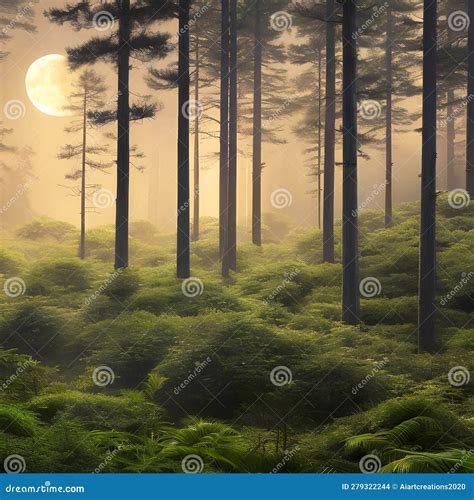 1357 Mystical Moonlit Forest A Mystical And Enchanting Background