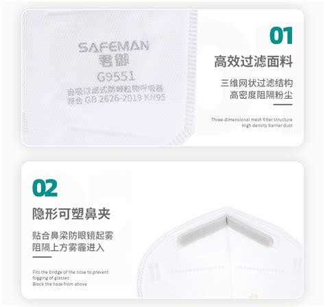 Safeman 君御 G9551kn95耳带式折叠口罩带阀kn95级别（单片装） 耳戴式 新明辉商城