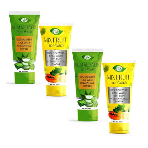 Meghdoot Neem Aloevera Face Wash 60ml X 2pc Mix Fruit Face Wash 60ml