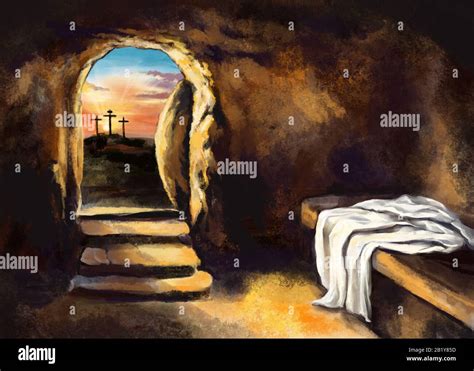 Easter Jesus Christ Rose From The Dead Sunday Morning Dawn The Empty