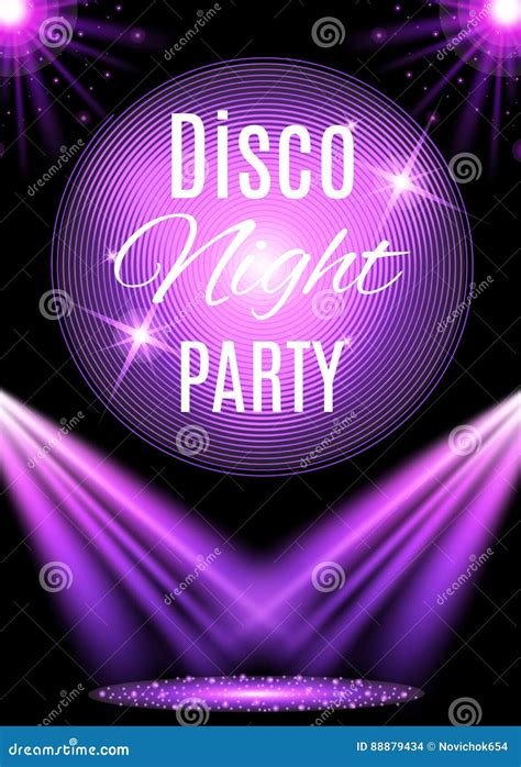 Disco Party Poster Template With Shining Element Stock Vector