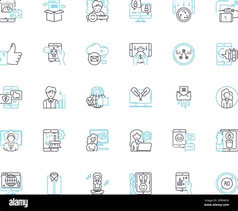 Content Experience Linear Icons Set Engagement Storytelling