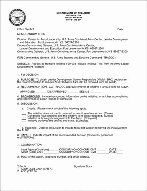 Army Memorandum For Record Template