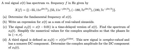 Solved A Real Signal X T Has Spectrum Vs Frequency F In Hz Chegg