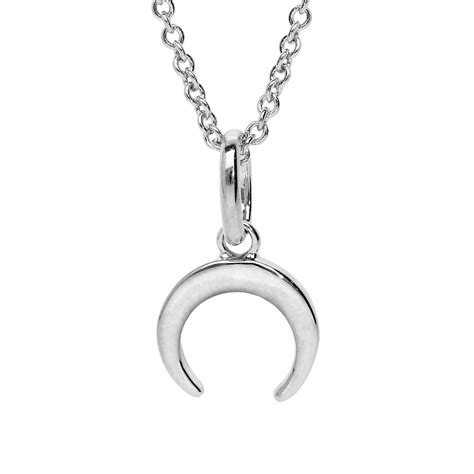 Collier en argent rhodié chaîne avec pendentif en forme de croissant de