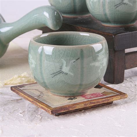 Handmade Korean Pumpkin Shaped Celadon Tea Set For 3 With Gift Etsy