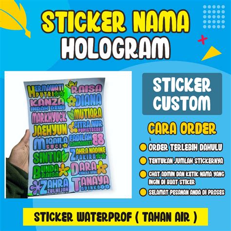 Jual Sticker Nama Custom Hologram Sticker Nama Unik Sticker Nama