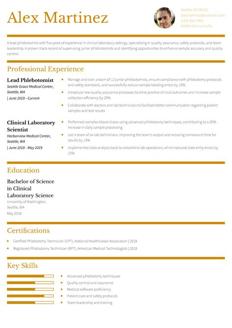 Phlebotomist Resume Examples And Templates For Resumebuilder