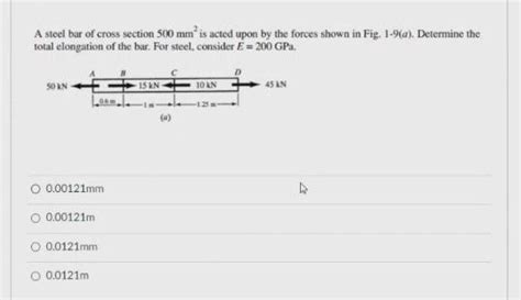 Solved A Steel Bar Of Cross Section 500 Mm Is Acted Upon By Chegg