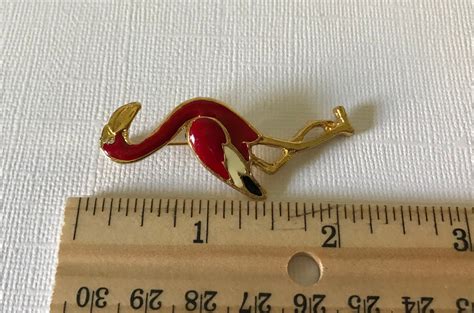 Vintage Flamingo Pin Bird Pin Enamel Flamingo Brooch Red Etsy