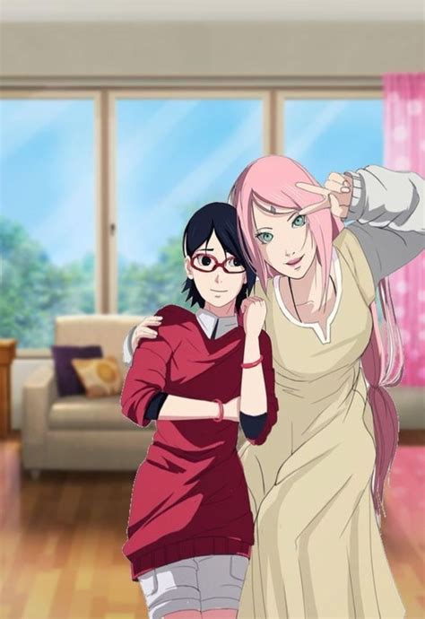 Sakura And Sarada Uchiha Sasuke Uchiha Mother And Daughter Mama And Sarada Uchiha