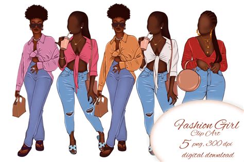 African American Fashion Girl Clipart Graphic By Digitalartmary