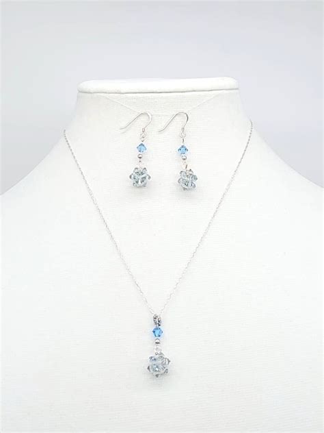 Shiny Stars Swarovski Crystal Ball Drop Earrings And Necklace With