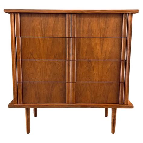 Newly Refinished Mid Century Modern Walnut Highboy Dresser For Sale